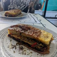 Vegan moussaka at Tis Mammis Sou in Rhodes