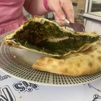 Inside of the green pie  at Tis Mammis Sou in Rhodes