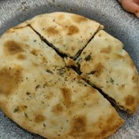 Vegan "marathopita" (fennel pie) at Tis Mammis Sou in Rhodes