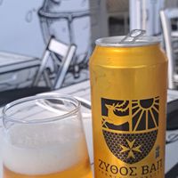 Greek beer at Tis Mammis Sou in Rhodes