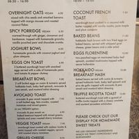 Food menu at CAMON Coffee in Berlin