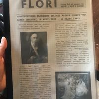 First page of the menu dedicated to the artist  at Atelier Flori in Bruges