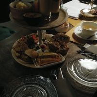 Bad lighting, but here's the etagère with Manny different bites at Atelier Flori in Bruges