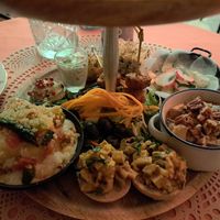 So many delicious items...the cashew cheese was delicious and the soya skewers were soooo good! at Atelier Flori in Bruges