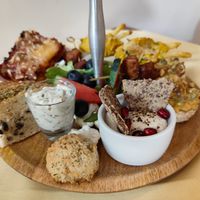 Etagere with mixed food. at Atelier Flori in Bruges