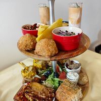 2 person etagere. All verry good. Lots of different flavors. 26€ pp. at Atelier Flori in Bruges