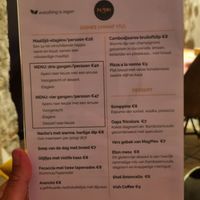 Menu at Atelier Flori in Bruges