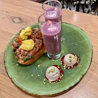 February 2026 - Apero: Faux Grass - Bruschetta - Red cabbage soup at Atelier Flori in Bruges