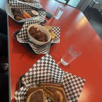 Classic burger, buffalo wings, bbq soy curls, Reuben sandwichh  at DC Vegetarian in Portland