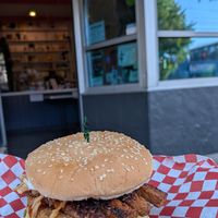 The BBQ Chicken Bacon Cheese Burger (It's a Mouthful) at DC Vegetarian in Portland