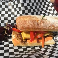 Egg and cheese with steak and peppers added at DC Vegetarian in Portland