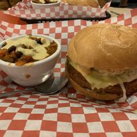 Reuben burger special at DC Vegetarian in Portland
