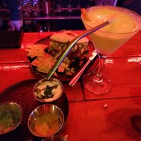 Burger and cocktail at Vyb Bar in Barcelona