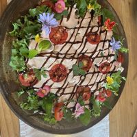 Gorgeous salad pizza. This was my favorite dish!   at Jag Eunbueok 작은부엌 in Jeju