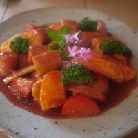 Ddeokbokki but with a mix of vegetables as well as ddeok. I can't believe I've never seen this before at Jag Eunbueok 작은부엌 in Jeju