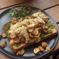 Vegan Mushroom toast at Icaro in Apollo Bay