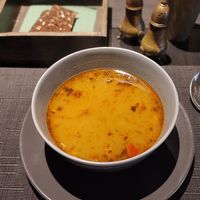 Bean soup with vegetables from lunch menu at SOMA Cafe in Vilnius