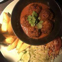 Veggie balls in manchurian sauce at SOMA Cafe in Vilnius