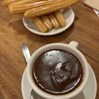 Churros y chocolate!  at Petritxol Xocoa in Barcelona