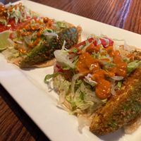 Appetizer: fried avocado tacos at Cafe Sunflower in Atlanta