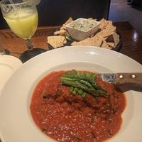 Orzo eggplant lasagna, spinach artichoke dip, pineapple refresher juice   at Cafe Sunflower in Atlanta