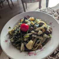 Pasta con verdure, uvetta e pinoli at La Foglia in Siracusa