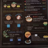 Menú  sin precios actualizados! at Falafel Shalom in Tepoztlan