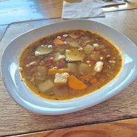 Lentil/veggie soup at Falafel Shalom in Tepoztlan