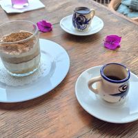 Super delicious tiramisu at Falafel Shalom in Tepoztlan