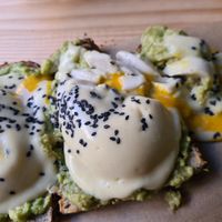 Eggs benedict (its  a vegan egg!!) at Frutas Prohibidas in Madrid