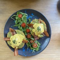 Vegan classic Egg Benedikt   at Frutas Prohibidas in Madrid