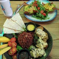 'eggs' Benedict and bowl at Frutas Prohibidas in Madrid