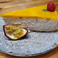 Cheese cake with maracuya at Frutas Prohibidas in Madrid