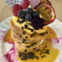 Pancakes with whipped cream  at Frutas Prohibidas in Madrid