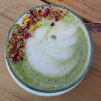 Matcha Latte with almond milk at Frutas Prohibidas in Madrid