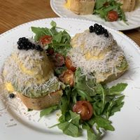 Eggs Benedict with truffle pearls  at Frutas Prohibidas in Madrid