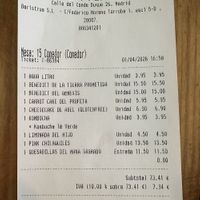 Ticket  at Frutas Prohibidas in Madrid