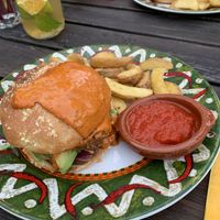 Vegan Burger with Western Fries at Appaloosa Saloon in Spiez