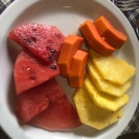 Fruit salad  at Hotel Tikal Inn in Tikal