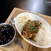 Plant protein gochujang rice at Vege Bear in Seoul