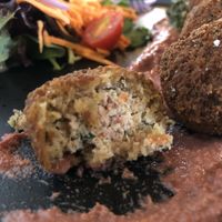 Inside falafel. Firm on outside creamy soft on inside at Absolute Cravings in Annandale