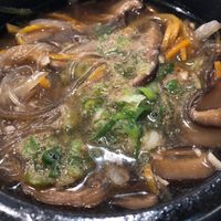 Vegan Shiitake Tukbegui Bulgogi (vegan broth with noodles, veggies, served with rice) at Ryu in Rio De Janeiro