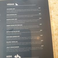 Vegan menu at The Jolly Miller Cafe in Altona