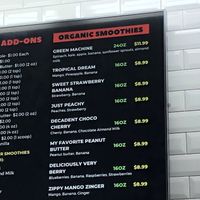 Smoothies menu  at Jandi's Natural Market and Organic Cafe in Oceanside