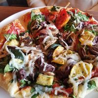Vegan garden pizza with Daiya cheese at UNO Pizzeria in Hamilton