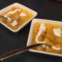 Mango with coconut cream at Green Asia in Tokyo