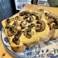 Toast with hummus and mushroom  at Menta (Cafe de especialidad & Dulcería Vegana) in Puerto Natales