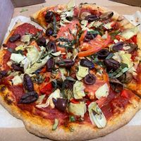 Old Orchard Roasted Veggie pie with add-ons at Portland Pie Company in Bangor