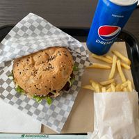 Burger menu (different options available, but Only fries are vegan)  at No Ponto in Nazare