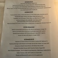 Menu as of 25th July 2021 at Fellinis in Ambleside